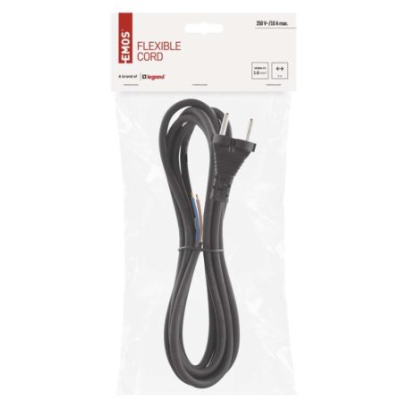 Flexo zsinór gumi/neoprén 2×1mm2, 3m, fekete