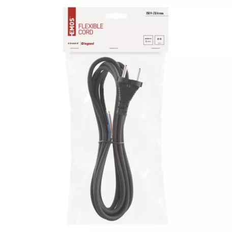 Flexo zsinór gumi/neoprén 2×1mm2, 3m, fekete