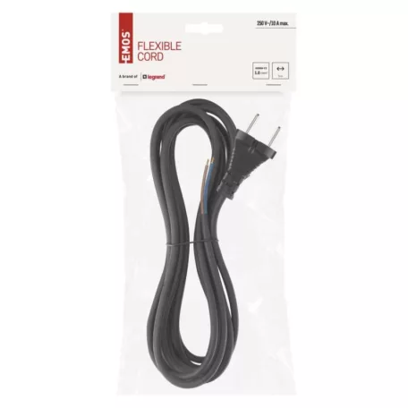 Flexo zsinór gumi/neoprén 2×1mm2, 5m, fekete