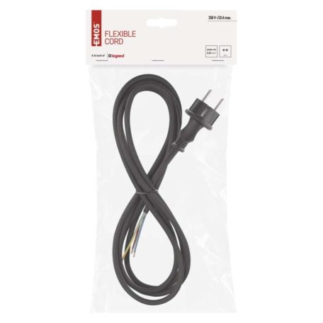 Flexo zsinór gumi/neoprén 3×1mm2, 3m, fekete