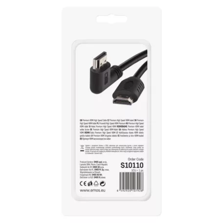 EMOS HDMI kábel 2.0 A-A dugó 90°, 1.5m