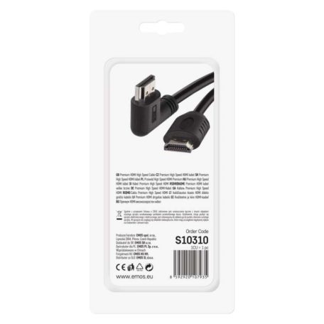 EMOS HDMI kábel 2.0 A-A dugó 90°, 3m