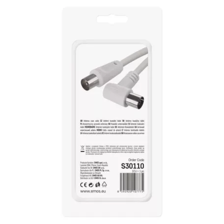 EMOS Antenna koax kábel 90° 1,25m