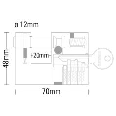   STANLEY S742-026 négyszögletes tömör rézlakat, 70 mm, 3 kulcsos