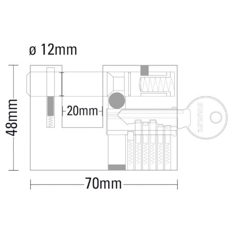 STANLEY S742-026 négyszögletes tömör rézlakat, 70 mm, 3 kulcsos