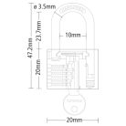 STANLEY S742-040 rézlakat, 20 mm, 3 kulcsos, dupla reteszelésű kengyel