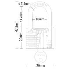   STANLEY S742-040 rézlakat, 20 mm, 3 kulcsos, dupla reteszelésű kengyel