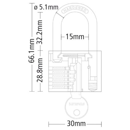 STANLEY S742-042 rézlakat, 30 mm, 3 kulcsos, dupla reteszelésű kengyel