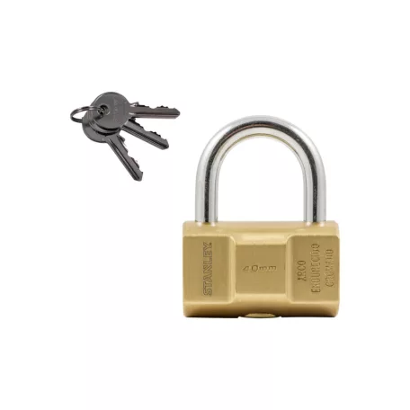 STANLEY S742-046 hengeres tömör sárgaréz lakat, 40 mm, 3 kulcsos