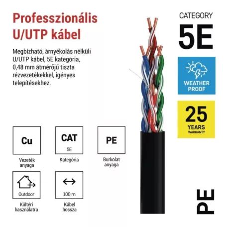 EMOS UTP kábel CAT 5E , outdoor, 100m