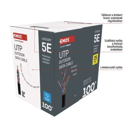 EMOS UTP kábel CAT 5E , outdoor, 100m