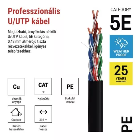 EMOS UTP kábel CAT 5E , outdoor, 305m