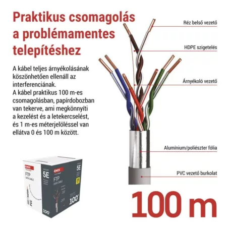 EMOS FTP kábel CAT 5E 100m