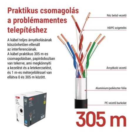 EMOS FTP kábel CAT 5E , outdoor, 305 m