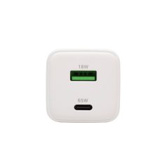   HOME SA65PPS USB hálózati szupergyors töltő, 65Watt, 2in1: USB-A + USB-C aljzat, QC + PD + PPS gyorstöltés, GaN technológia