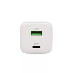   HOME SA65PPS USB hálózati szupergyors töltő, 65Watt, 2in1: USB-A + USB-C aljzat, QC + PD + PPS gyorstöltés, GaN technológia