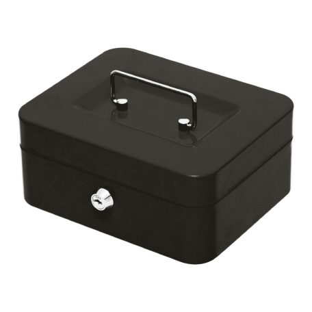 HOME SAFEMONEY pénzkazetta, acél, kivehető aprópénz tároló rekesz, 2 kulccsal, hordozható, 200x90x160mm