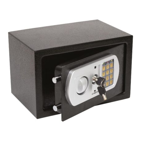 HOME SAFETREZOR digitális bútorszéf, acél, 3-8 jegyű tetszőleges kód, puha textil betét, 2 kulccsal, 310x200x200mm