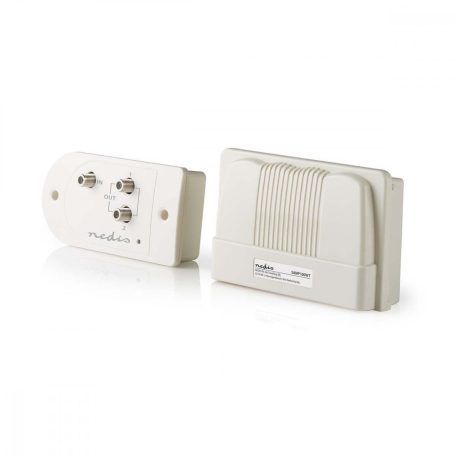 CATV erősítő | Nyereség: 25 dB | 174 - 694 MHz | Kimenő csatlakozók száma: 2 | Teljesítmény szabályzás | Fehér