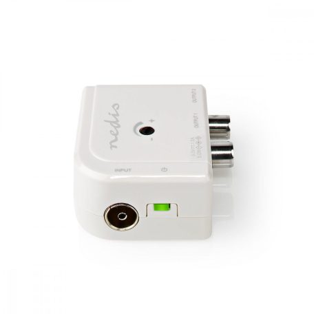 CATV erősítő | Nyereség: 15 dB | 50 - 694 MHz | Kimenő csatlakozók száma: 2 | Teljesítmény szabályzás | Fehér