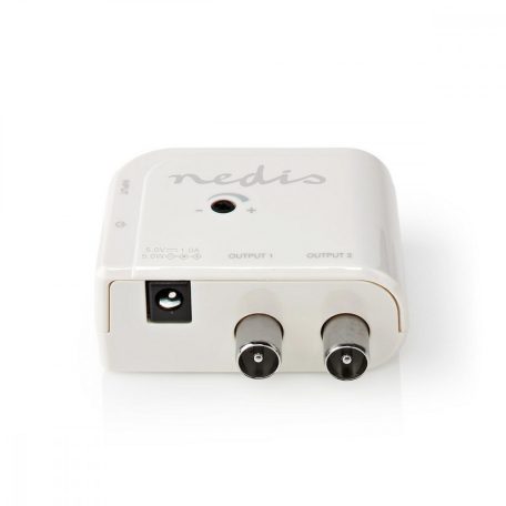 CATV erősítő | Nyereség: 15 dB | 50 - 694 MHz | Kimenő csatlakozók száma: 2 | Teljesítmény szabályzás | Fehér