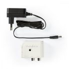 CATV erősítő | Nyereség: 15 dB | 50 - 694 MHz | Kimenő csatlakozók száma: 2 | Teljesítmény szabályzás | Fehér