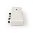 CATV erősítő | Nyereség: 10 dB | 50 - 694 MHz | Kimenő csatlakozók száma: 4 | Teljesítmény szabályzás | Fehér