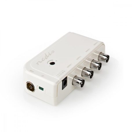 CATV erősítő | Nyereség: 10 dB | 50 - 694 MHz | Kimenő csatlakozók száma: 4 | Teljesítmény szabályzás | Fehér