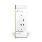 CATV erősítő | Nyereség: 18 dB | 40 - 862 MHz | Kimenő csatlakozók száma: 2 | Teljesítmény szabályzás | Fehér