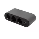 SAL SAU80W autós feszültségelosztó és USB töltő, 3.4A USB töltő, max.80Watt, fém burkolat, Voltmérő, autó-akkumulátor állapotának ellenőrzése, 12/24V járművekhez