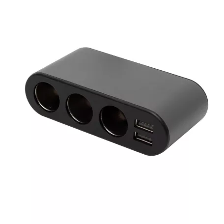 SAL SAU80W autós feszültségelosztó és USB töltő, 3.4A USB töltő, max.80Watt, fém burkolat, Voltmérő, autó-akkumulátor állapotának ellenőrzése, 12/24V járművekhez