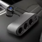 SAL SAU80W autós feszültségelosztó és USB töltő, 3.4A USB töltő, max.80Watt, fém burkolat, Voltmérő, autó-akkumulátor állapotának ellenőrzése, 12/24V járművekhez