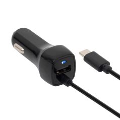   SAL SAU 24C autós USB töltő 2in1, 2 készülék, USB, USB-C, 2,4 A összesen