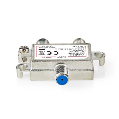 Műholdvevő összekötő | 5-862 MHz | 950-2400 MHz | 75 Ohm | Átengedett teljesítmény | Zinc | Ezüst