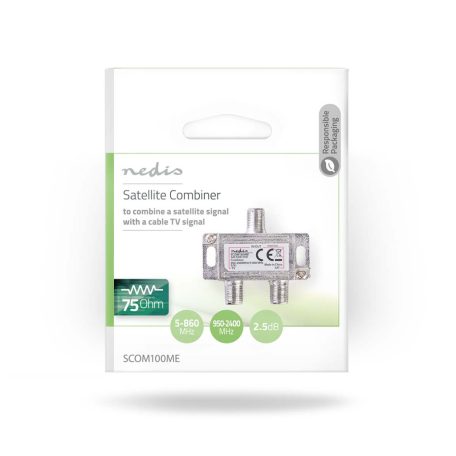 Műholdvevő összekötő | 5-862 MHz | 950-2400 MHz | 75 Ohm | Átengedett teljesítmény | Zinc | Ezüst