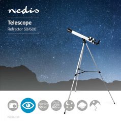   Csillagászati Távcső | Apertúra: 50 mm | Gyújtótávolság: 600 mm | Finderscope: 5 x 24 | Maximális munka magasság: 125 cm | Tripod | Fehér / Fekete
