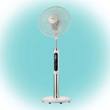 Home SFR 40 3D álló ventilátor, 60 W, 3 fokozat, 40 cm-es lapátátmérő, 3D-s oszcillálás, távirányító, átlátszó lapát, LED kijelző, fehér