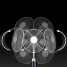 Home SFR 40 3D álló ventilátor, 60 W, 3 fokozat, 40 cm-es lapátátmérő, 3D-s oszcillálás, távirányító, átlátszó lapát, LED kijelző, fehér