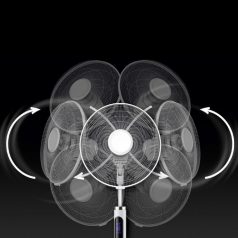   Home SFR 40 3D álló ventilátor, 60 W, 3 fokozat, 40 cm-es lapátátmérő, 3D-s oszcillálás, távirányító, átlátszó lapát, LED kijelző, fehér