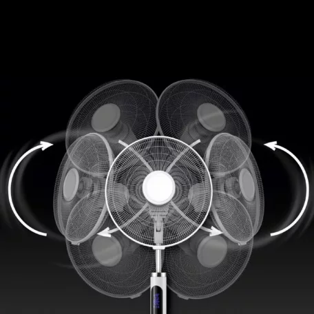 Home SFR 40 3D álló ventilátor, 60 W, 3 fokozat, 40 cm-es lapátátmérő, 3D-s oszcillálás, távirányító, átlátszó lapát, LED kijelző, fehér