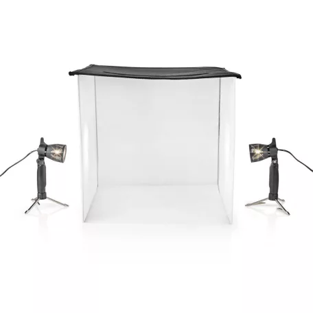 Hordozható fotóstúdió készlet | 400 lm | Összehajtható | Háttereket tartalmaz | Utazó táskát tartalmaz | Fekete
