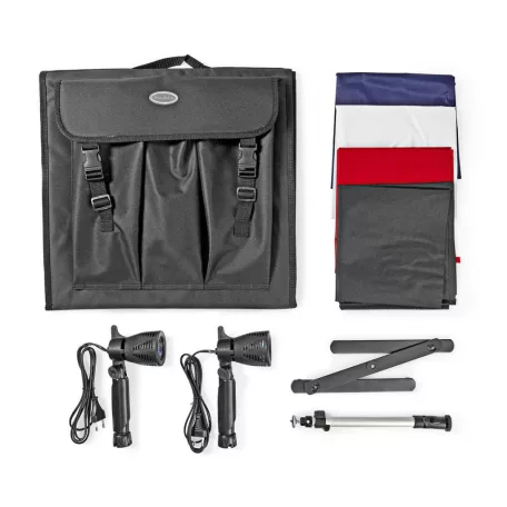 Hordozható fotóstúdió készlet | 400 lm | Összehajtható | Háttereket tartalmaz | Utazó táskát tartalmaz | Fekete