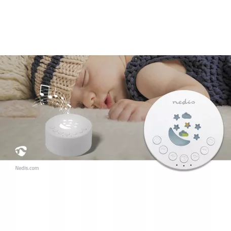 Fehér Zaj Gép | 18 Sound Options | 1 W | Maximális akkumulátor lejátszási idő: 18 óra | Szabályozható fény | Időzítő | Fehér