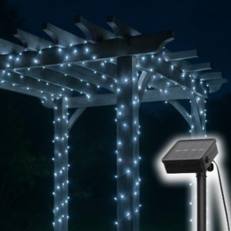 Home SLC100WH szolár fényfüzér, 100db hidegfehér LED, 7m hosszúság, zöld vezeték, kültéri kivitel