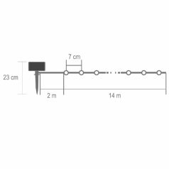   Home SLC200WH szolár fényfüzér, 200db hidegfehér LED, 14m hosszúság, zöld vezeték, kültéri kivitel