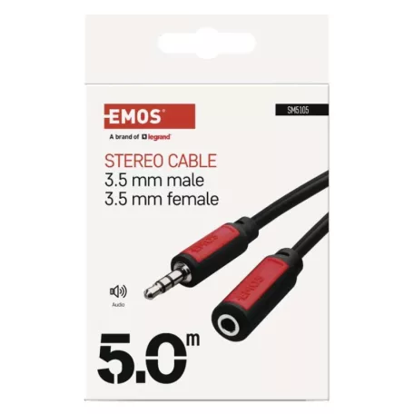 EMOS Jack kábel 3.5mm ST dugó-3.5mm ST dugalj 5m