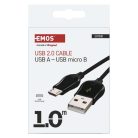 Töltő- és adatkábel USB-A 2.0 / micro USB-B 2.0, Quick Charge, 1 m, fekete