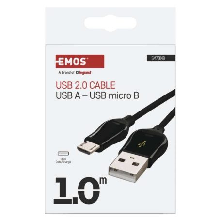 Töltő- és adatkábel USB-A 2.0 / micro USB-B 2.0, Quick Charge, 1 m, fekete