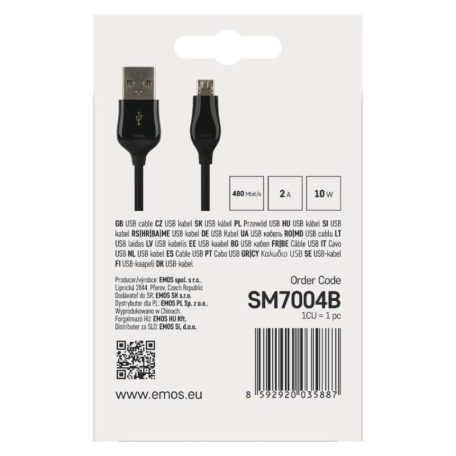 Töltő- és adatkábel USB-A 2.0 / micro USB-B 2.0, Quick Charge, 1 m, fekete