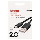 Töltő- és adatkábel USB-A 2.0 / micro USB-B 2.0, 2 m, fekete